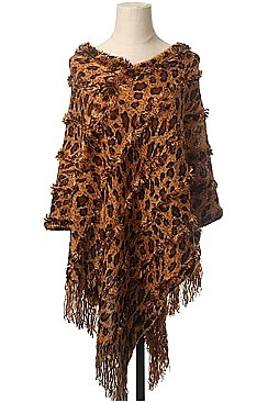 Pack of 12 Stylish Leopard Print Poncho