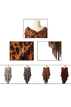 Pack of 12 Stylish Leopard Print Poncho