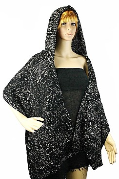 Pack of 6 (pieces) Assorted Glitter Accent Knit Hooded Cardigan FM-PC21017