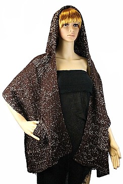Pack of 6 (pieces) Assorted Glitter Accent Knit Hooded Cardigan FM-PC21017