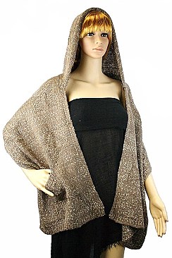 Pack of 6 (pieces) Assorted Glitter Accent Knit Hooded Cardigan FM-PC21017