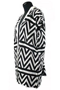 Fashionable Zigzag Pattern Knit Poncho FM-PC21029