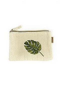 Leaf Print Canvas Pouch