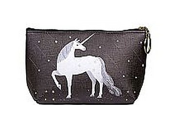 White Unicorn on Black Pouch