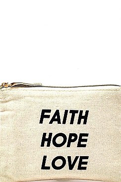 FAITH HOPE LOVE PRINT CANVAS ECO CLUTCH
