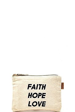 FAITH HOPE LOVE PRINT CANVAS ECO CLUTCH