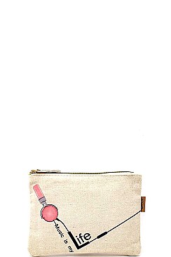 MUSIC IS MY LIFE CANVAS CLUTCH BAG
