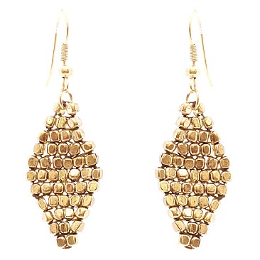 PE1415-LP Metal Nugget Handmade Diamond Shape Earring