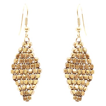 PE1415-LP Metal Nugget Handmade Diamond Shape Earring