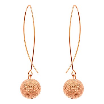 Textured Metal Ball Long Fish Hook Earring