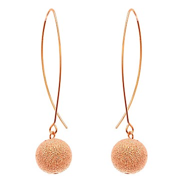 Textured Metal Ball Long Fish Hook Earring