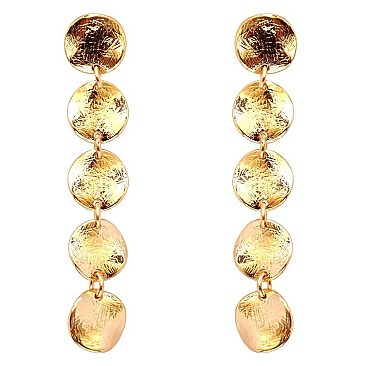 PE1880-LP Hammered Linked Round Metal Drop Earring