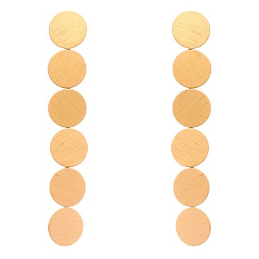 PE1882-LP Textured Matte Metal Linked Round Long Post Earring