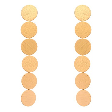 PE1882-LP Textured Matte Metal Linked Round Long Post Earring