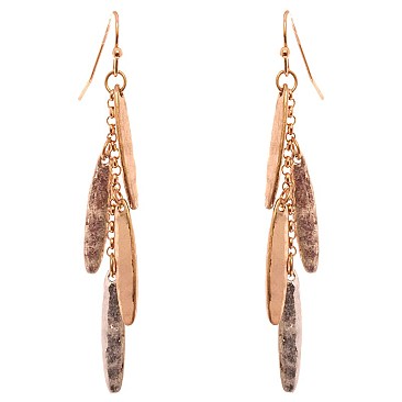 PE1892-LP Hammered Chunk Metal Drop Earring