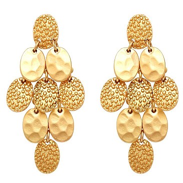 PE1913-LP Metal Texture Cascade Fringe Earring