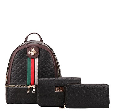 3 IN 1 BEE CHARM BACKPACK SET WITH SHOULDER BAG & WALLET