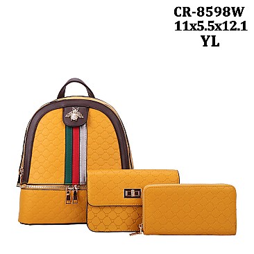 3 IN 1 BEE CHARM BACKPACK SET WITH SHOULDER BAG & WALLET