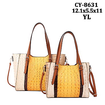 2 PIECES CHIC ALLIGATOR SATCHEL SET