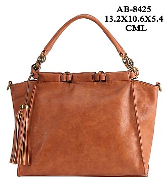 MODERN CHIC TASSEL ACENT PU LEATHER SATCHEL