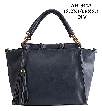 MODERN CHIC TASSEL ACENT PU LEATHER SATCHEL