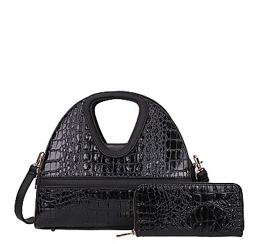 2 in 1 Crocodile Satchel Set With Wallet - High Quality