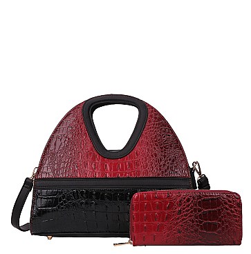 2 in 1 Crocodile Satchel Set With Wallet - High Quality