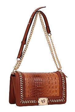 2 In 1 Croc Shoulder -Cross-Body Bag with Wallet