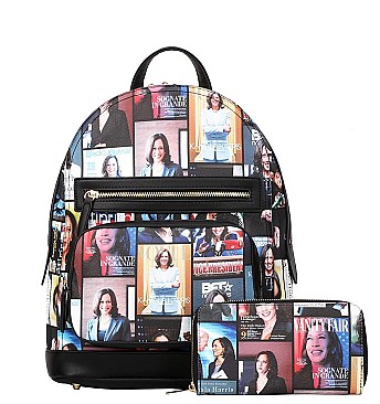 2 IN 1 KAMALA HARRIS BACKPACK WALLET SET