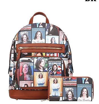 2 IN 1 KAMALA HARRIS BACKPACK WALLET SET