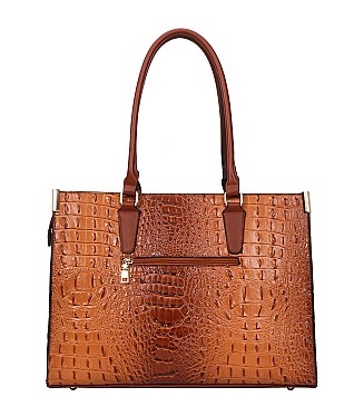 3 IN 1 Alligator Satchel - Cross-Body Set With Wallet