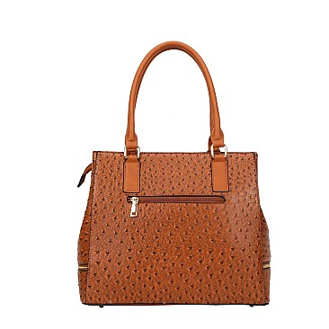 3 IN 1 Ostrich Satchel - Cross-Body Set With Wallet