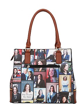 Kamala Harris 3 IN 1 Ostrich Satchel - Cross-Body Set With Wallet