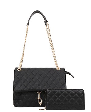 Quilted Satchel 2 in 1 Shoulder Bag SET