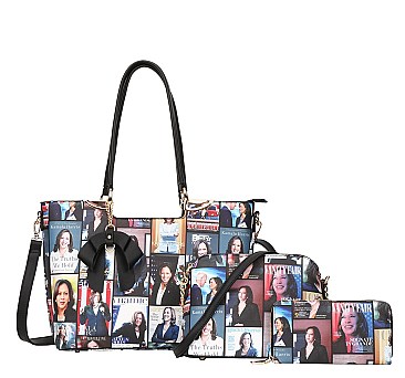 3 IN 1 Kamala Harris Tote Set With Messenger & Wallet