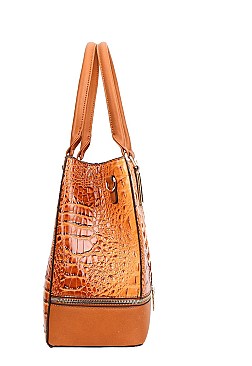 3 IN 1 Crocodile Satchel - Cross-Body Set With Wallet