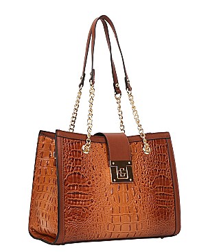 3 IN 1 Croc Chained Satchel - Cross-Body & Wallet Set