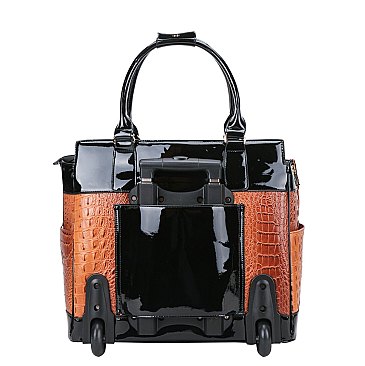 Ostrich Crocodile TRAVEL LUGGAGE With Tassel Accent