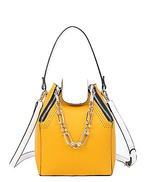 Boxy Chain Accent Stachel Bag