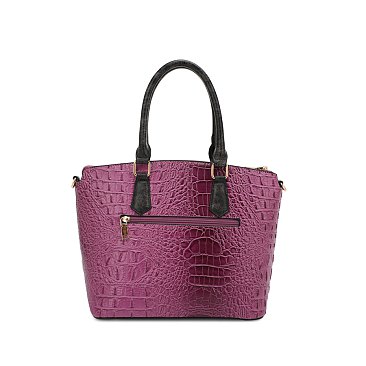 2- in 1 Crocodile Satchel Set With Wallet