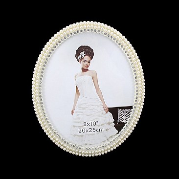 DECORATIVE PEARL OVAL FRAME W/DIAMONDS 8X10 SLPIC914