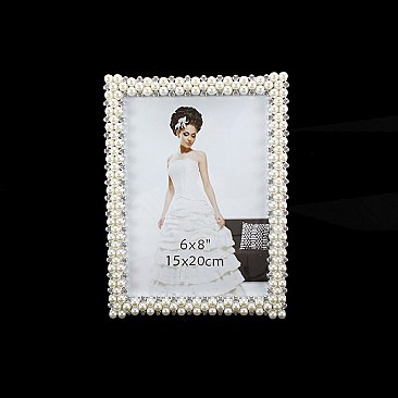 FANCY WEDDING FRAME W/ PEARLS AND DIAMONDS 6 x 8 SLPIC919