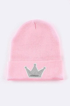 Trendy Sequin Crown Iconic Patch Beanie LA-MKH3514A