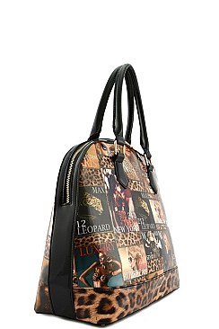 FASHION MAGAZINE PICTURE TOP HANDLE BAG