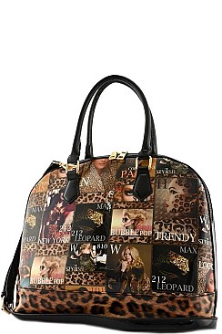 FASHION MAGAZINE PICTURE TOP HANDLE BAG