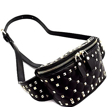Stud Accent Quilted Fashion Fanny Pack Belt Bag MH-PL0304