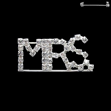 Wedding Novelty Rhinestone Text "MRS" Brooch Pin SLPLM1010