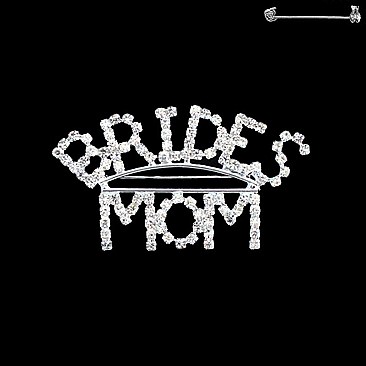 Wedding Novelty Rhinestone Text "BRIDES MOM" Brooch Pin SLPLM996