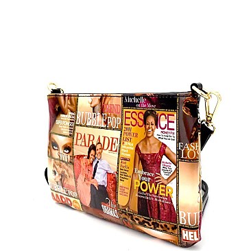 PM012-LP Magazine Print Patent Wristlet Cross Body