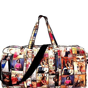 PM017-LP Magazine Print Patent Weekender Duffle Bag